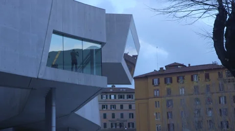 Corner MAXXI building Stock Footage 61492601