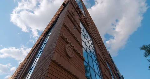 Corner of a modern elite brick residential building in a classical style  Stock Footage 119620079