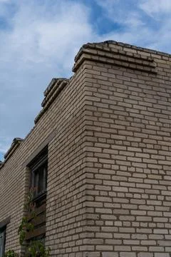Corner of an old, abandoned, brick store building in the village Stock Photos