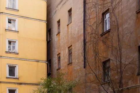 A corner of old building facade of typical houses in Odessacity center old town Stock Photos
