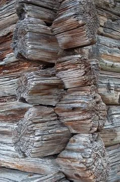 Corner of old log cabin Foto stock