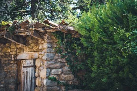 Corner of an old traditional hut Stock Photos