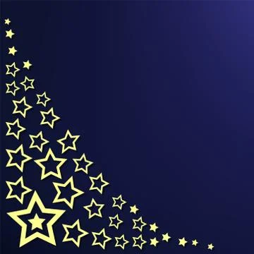 Corner pattern with yellow stars on dark blue background Stock Illustration
