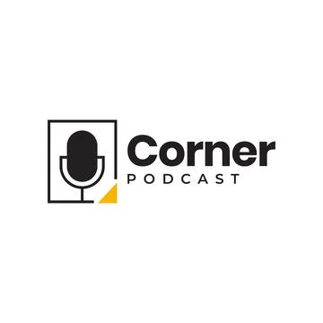 Corner podcast microphone simple minimal logo design vector Illustrazione stock