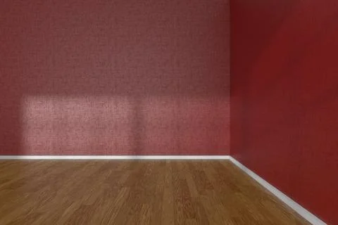 Corner of red empty room with parquet floor Stock Illustration