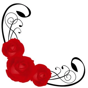 Corner with red roses on a white background Stock Illustration