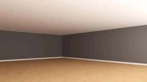 Corner of the Room with a Dark Grey Wall, White Ceiling, Light Parquet Floori Stock Illustration