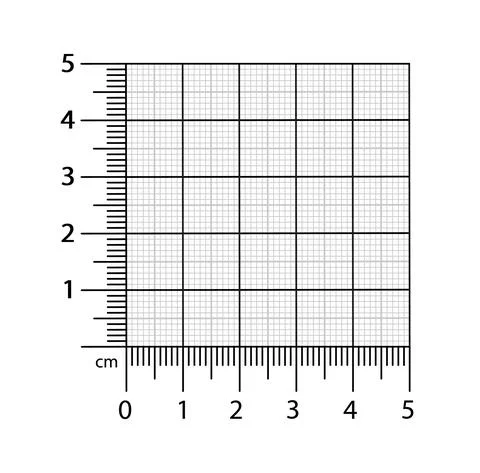 Corner ruler from on the graph grid paper. Corner ruler vector. Size indicators Illustrazione stock