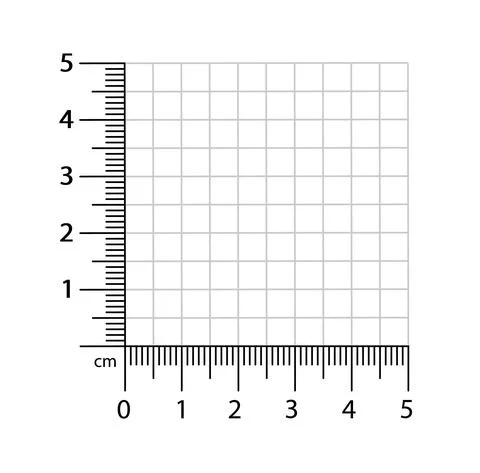 Corner ruler from on the graph grid paper. Corner ruler vector. Size indicators Illustrazione stock