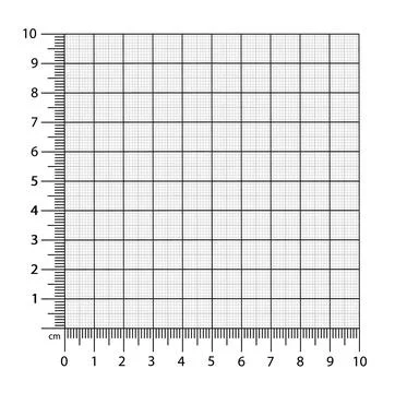 Corner ruler from on the graph grid paper. Corner ruler vector. Size indicators Illustrazione stock