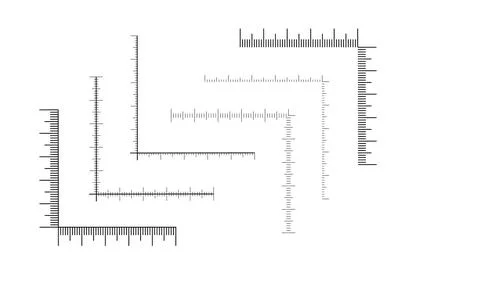 Corner ruler vector. Size indicators set isolated on background. Unit distances Stock Illustration