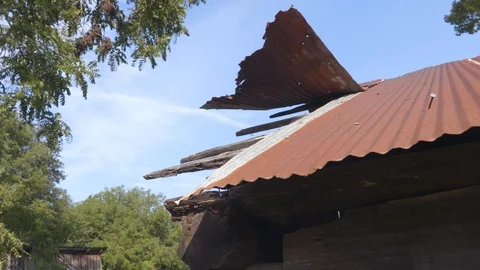 Corner of a rusty barn roof Stock Footage 106778998