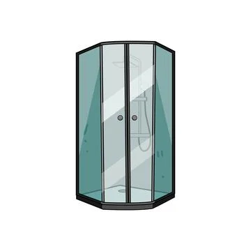 Corner shower cabin for modern bathroom design Stock Illustration