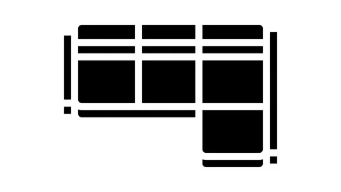 Corner sofa top view glyph icon animation Stock Footage 326157701