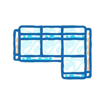Corner sofa top view icon doodle illustration 库存插图