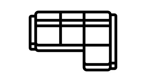 Corner sofa top view line icon animation Stock Footage 326135847