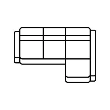 Corner sofa top view line icon vector illustration Illustrazione stock