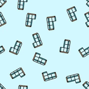 Corner sofa top view vector seamless pattern Illustrazione stock