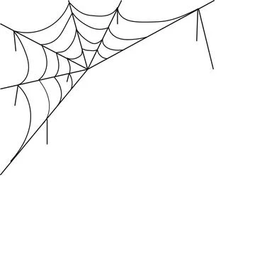 Corner spider web cobweb line art vector flat illustration isolated on white Illustrazione stock