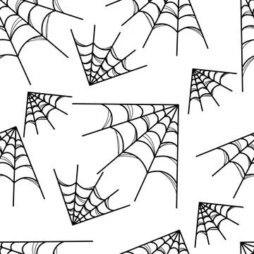 Corner spider web. Sketch. Seamless vector pattern. Stock Illustration