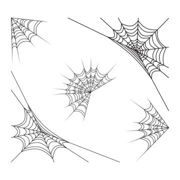 Corner spiderweb set halloween design isolated on white background Stock Illustration