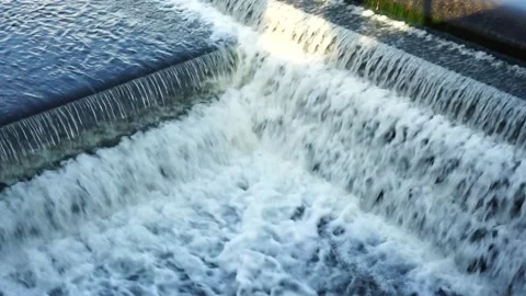 The Corner of a Squared Water Feature Fountain Stock Footage 150664976