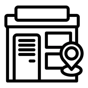 Corner store icon outline vector. Boutique retail kiosk Stock Illustration