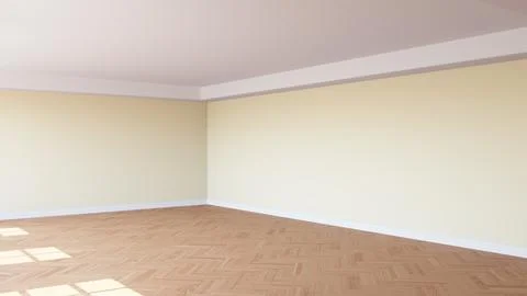 Corner of the Sunlit Room with Light Beige Walls, a White Ceiling and Cornice Stock Illustration
