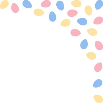 Corner top right frame border made of multicolor Easter eggs. Minimal Flat Illustrazione stock