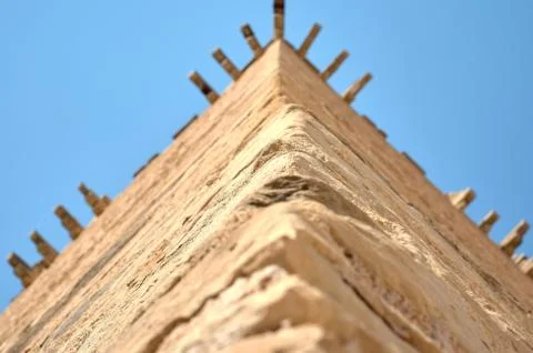 Corner of the tower of a castle Stock Photos