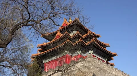 Corner tower of the Forbidden City. Beijing, China Stock-Footage 61337774