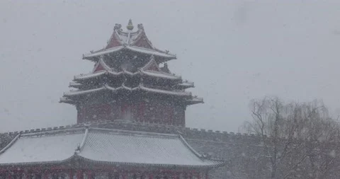 The corner tower of the Forbidden City in Beijing Stock Footage 170331002