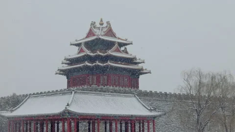 The corner tower of the Forbidden City in Beijing Stock Footage 170473659