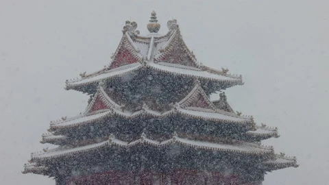 The corner tower of the Forbidden City in Beijing Stock Footage 170476145