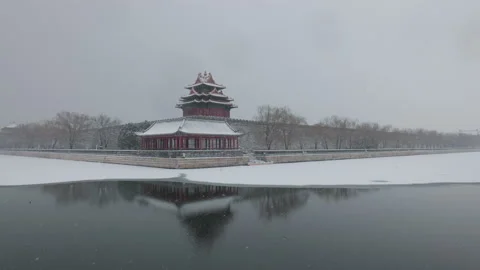 The corner tower of the Forbidden City in Beijing Stock Footage 170510176