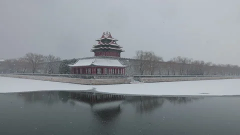 The corner tower of the Forbidden City in Beijing Stock Footage 170510657