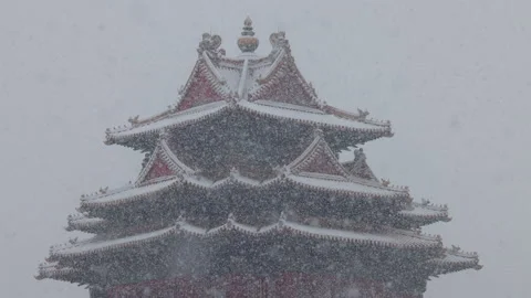 The corner tower of the Forbidden City in Beijing Stock Footage 170519006