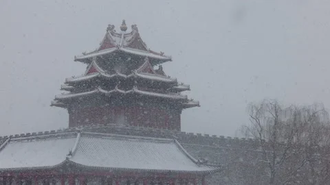 The corner tower of the Forbidden City in Beijing Stock Footage 170519096