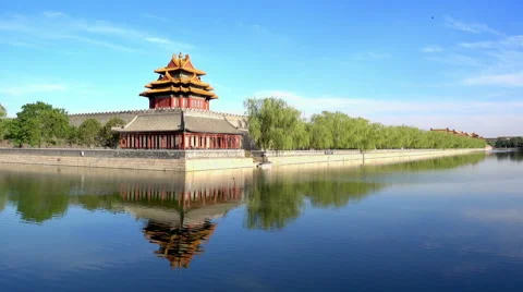 Corner Tower in Imperial Palace in Beijing, China Stock Footage 65366359