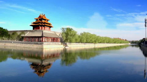 Corner Tower in Imperial Palace in Beijing, China Stock Footage 65366384