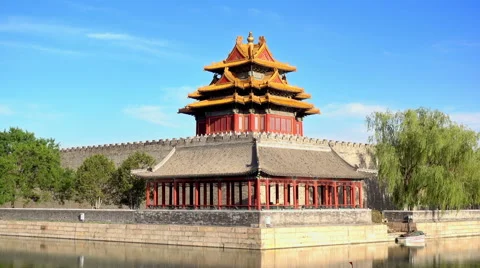 Corner Tower in Imperial Palace in Beijing, China Video stock 65366929