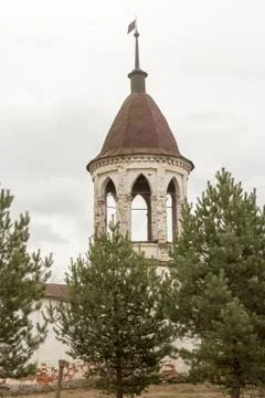 Corner tower of Monastery of Archangel Michael, Yuryev-Polsky, Russia Stock Photos