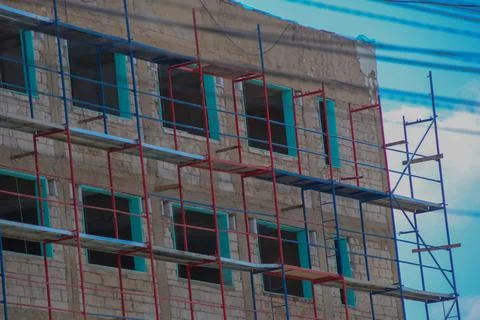 Corner of a under construction building. Stock Photos