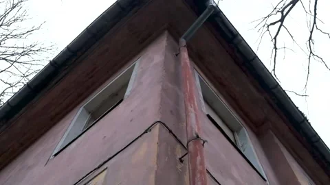 Corner view, downspout and red brick Stock Footage 180655588