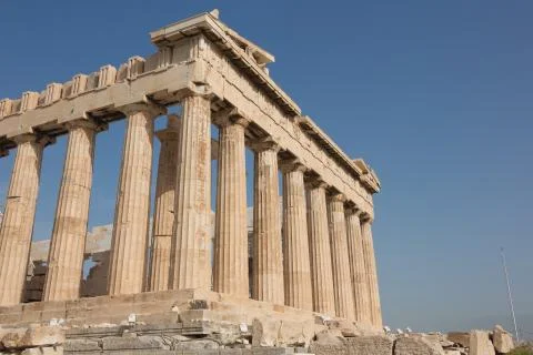 Corner view of the Parthenon Stock Photos