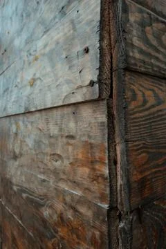 Corner view of a rotten wall made from wood, wooden texture background Stock Photos