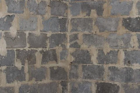 Corner wall of cinder blocks, foam concrete close-up, construction concrete. Stock Photos
