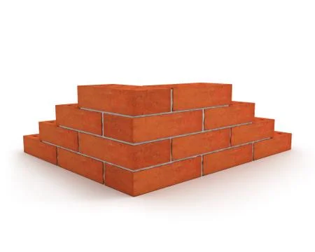 Corner of wall made from orange bricks Stock Photos
