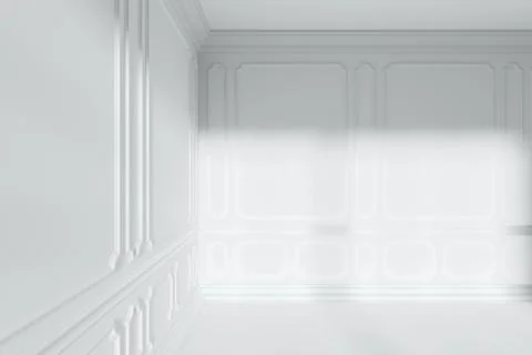 Corner in white empty room with classic style decor on walls Stock-Illustration