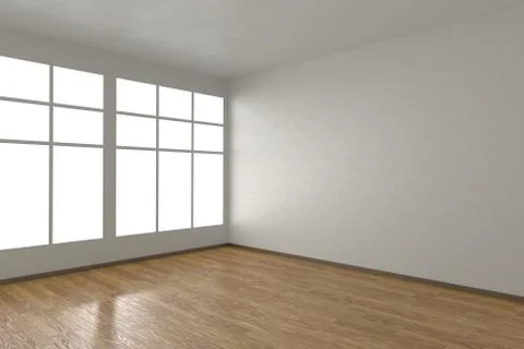 Corner of white empty room with windows Stock Illustration